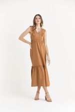 VESTIDO LONGUETE LISO TWILL MELANGE