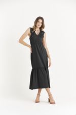 VESTIDO LONGUETE LISO TWILL MELANGE