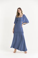 VESTIDO LONGO LISO C/ ELÁSTICO COSTAS