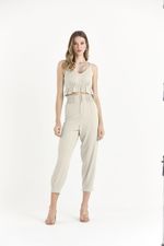 CALÇA LISA TWILL C/ PALA DE LASTEX E PREGAS NA BARRA