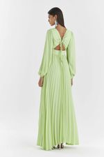 VESTIDO LONGO LISO COM SAIA PLISSADA