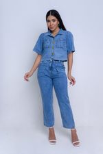 CAMISA CROPPED JEANS LEVE C/ BOLSO FRENTE