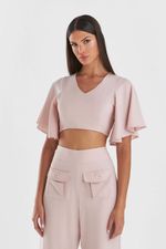 BLUSA CROPPED LISA EM CREPE C/ MANGA AMPLA