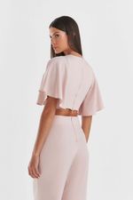 BLUSA CROPPED LISA EM CREPE C/ MANGA AMPLA