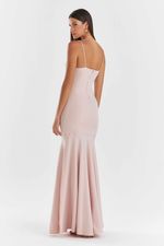 VESTIDO LONGO LISO EM CREPE C/ ALÇA FINA
