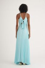 VESTIDO LONGO PLISSADO C/ ALÇA DE TRANÇA