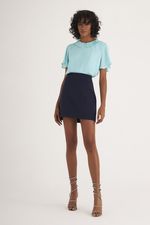 MINI SAIA LISA ALFAIATARIA C/ BOLSO VERDUGO