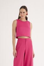 BLUSA LISA CROPPED ALFAIATARIA C/ ZIPER COSTA