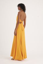 VESTIDO LONGO EM CREPE GOLA PADRE C/ AMARRAÇÃO COSTA