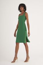 VESTIDO MIDI LISO ALFAIATARIA C/ DET. DE DOBRÃO