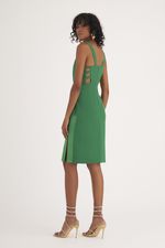 VESTIDO MIDI LISO ALFAIATARIA C/ DET. DE DOBRÃO