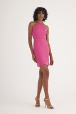 VESTIDO CURTO LISO COM ABERTURA LATERAL E ALÇA FINA