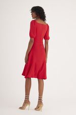 VESTIDO MIDI LISO FLOW C/ PREGAS NA PALA