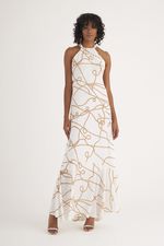VESTIDO LONGUETE CORDAS C/ COSTAS NUA