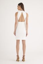 VESTIDO CURTO LISO ALFAIATARIA C/ DECOTE COSTA
