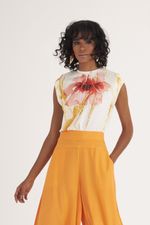 T-SHIRT DE MALHA FLORAL BEIRA MAR