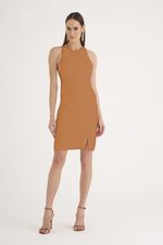VESTIDO CURTO LISO ALFAIATARIA C/ DECOTE COSTA