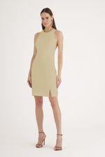 VESTIDO CURTO LISO ALFAIATARIA C/ DECOTE COSTA