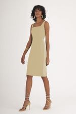 VESTIDO MIDI LISO ALFAIATARIA C/ DET. DE DOBRÃO