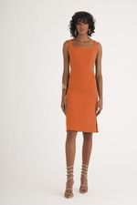 VESTIDO MIDI LISO ALFAIATARIA C/ DET. DE DOBRÃO
