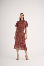 VESTIDO MIDI FLOR DA PRAIA C/ TRANSPASSE