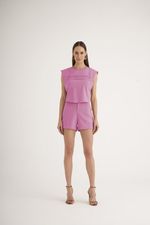 SHORT LISO ALFAIATARIA MELANGE C/ MARTINGALE
