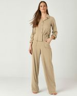 CALÇA LISA SLUB COM BOLSO FRENTE DUPLO