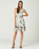 VESTIDO CURTO FOLHA PRIMITIVA C/ BABADO PLISSADO
