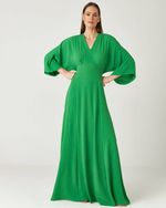 VESTIDO LONGO LISO TWILL MANGA KIMONO