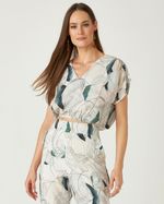 BLUSA FOLHA PRIMITIVA C/ PREGAS E ELÁSTICO BARRA