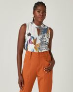 BLUSA CAVA VERÃO FLORAL GRÁFICO