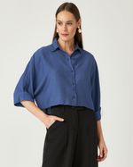 CAMISA CROPPED LISA AMPLA COM DOBRÃO MANGA