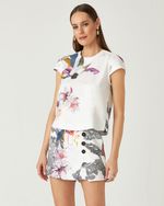 SHORT SAIA FLORAL GRÁFICO C/ BOTÕES