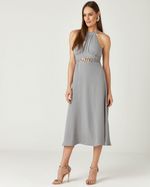 VESTIDO MIDI FLOW C/ CINTO DE CORRENTE