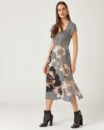 VESTIDO MIDI BICOLOR RUPESTRE COM FENDA LATERAL