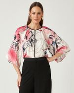 BLUSA ESTAMPA FLOR DO HORIZONTE C/ VIÉS