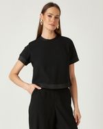 T-SHIRT CROPPED LISA SATIN C/ DOBRÃO