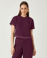T-SHIRT CROPPED LISA SATIN C/ DOBRÃO