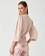 BLUSA MANGA LONGA LISA EM CREPE C/ LASTEX OMBRO
