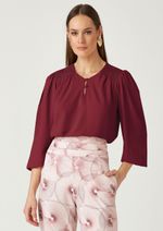 BLUSA MANGA LONGA LISA EM CREPE C/ LASTEX OMBRO