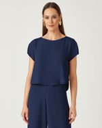 T-SHIRT CROPPED LISA EM CREPE C/ BOTÕES LATERAIS