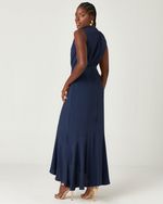 VESTIDO LONGUETE EM CREPE COM SAIA MULLET