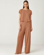 CALÇA LISA EM CREPE C/ MARTINGALE CÓS