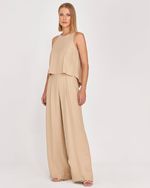 MACACÃO LISO TWILL C/ BLUSA SOBREPOSTA