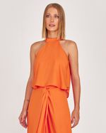 BLUSA LISA EM CREPE C/ AMARRAÇÃO E FENDA