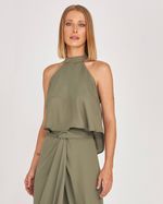 BLUSA LISA EM CREPE C/ AMARRAÇÃO E FENDA