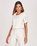 T-SHIRT CROPPED CRINCKLE C/ PREGA NA MANGA