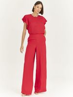 CALÇA PANTALONA LISA EM CREPE