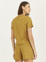 T-SHIRT LISA EM LINHO COM PONTEIRA CUBO