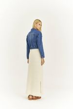 JAQUETA JEANS CROPPED C/ ELÁSTICO COSTAS